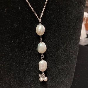 Freshwater Pearls. Necklace & Earrings set  925 silver.